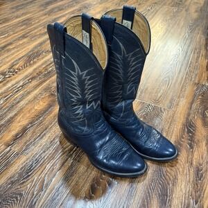 Vintage Nocona Women's Size 9 -1/2 D Navy Blue Western Boots 0420C Cowboy 9.5D